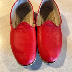 Bespoky Red Leather Slip On Shoes Loafers Zero Drop Sole